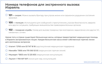 контакты экстренных служб и больничных касс